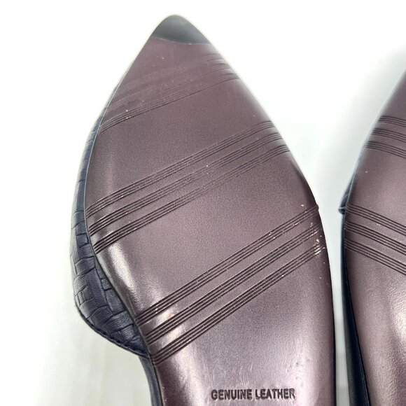 Brooks Brothers Size 8 Navy Blue Leather Pointed Toe D'Orsay Flats Shoes - Picture 10 of 13